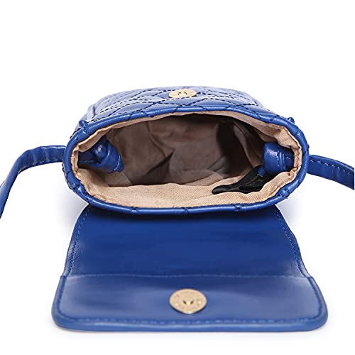 KLEIO PU Quilted Leather Multifunctional Mobile Sling Bag (Royal Blue) for Women with Adjustable Crossbody Strap | Mobile Pouch for Girls to Carry Cash, Cards for Travel & Everyday Use