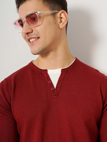 Celio Men's Basic Solid Sweaters Red