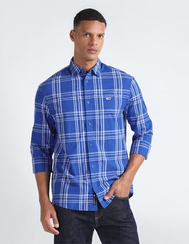 Tommy Hilfiger Men's Regular Fit Shirt (S24JMWT037_Blue L)