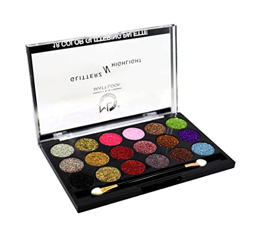 Matt Look Glitterz N Highlight|18 Color Glittering Eyeshadow|Bright Vibrant Colors|Creamy in Texture|Highly Pigmened Shades||Creative Look Palette|18 in 1 Glitter Palette-Limited Edition (18 gm)