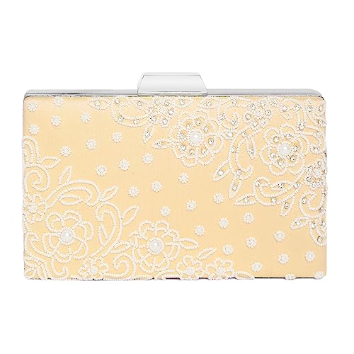 Peora Cream Clutch Purses for Women Handmade Evening Sling Handbag Stylish Bridal Fashion Clutch Bag for Girls