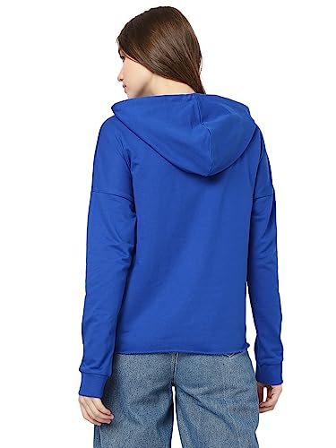 Vero Moda Women's Cotton Hooded Neck Sweatshirt (118152601-Surf The Web_Surf L) Blue