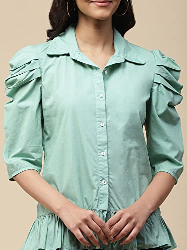 Aarke Ritu Kumar Turquoise Ruffle Top