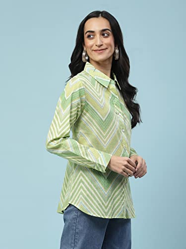 Aarke Ritu Kumar Green Chevron Stripe Shirt