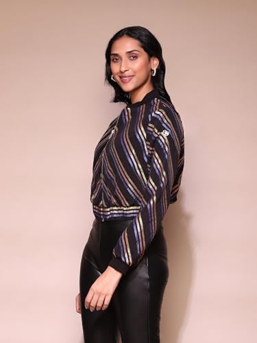 Label RITU KUMAR Black Striped Jacket