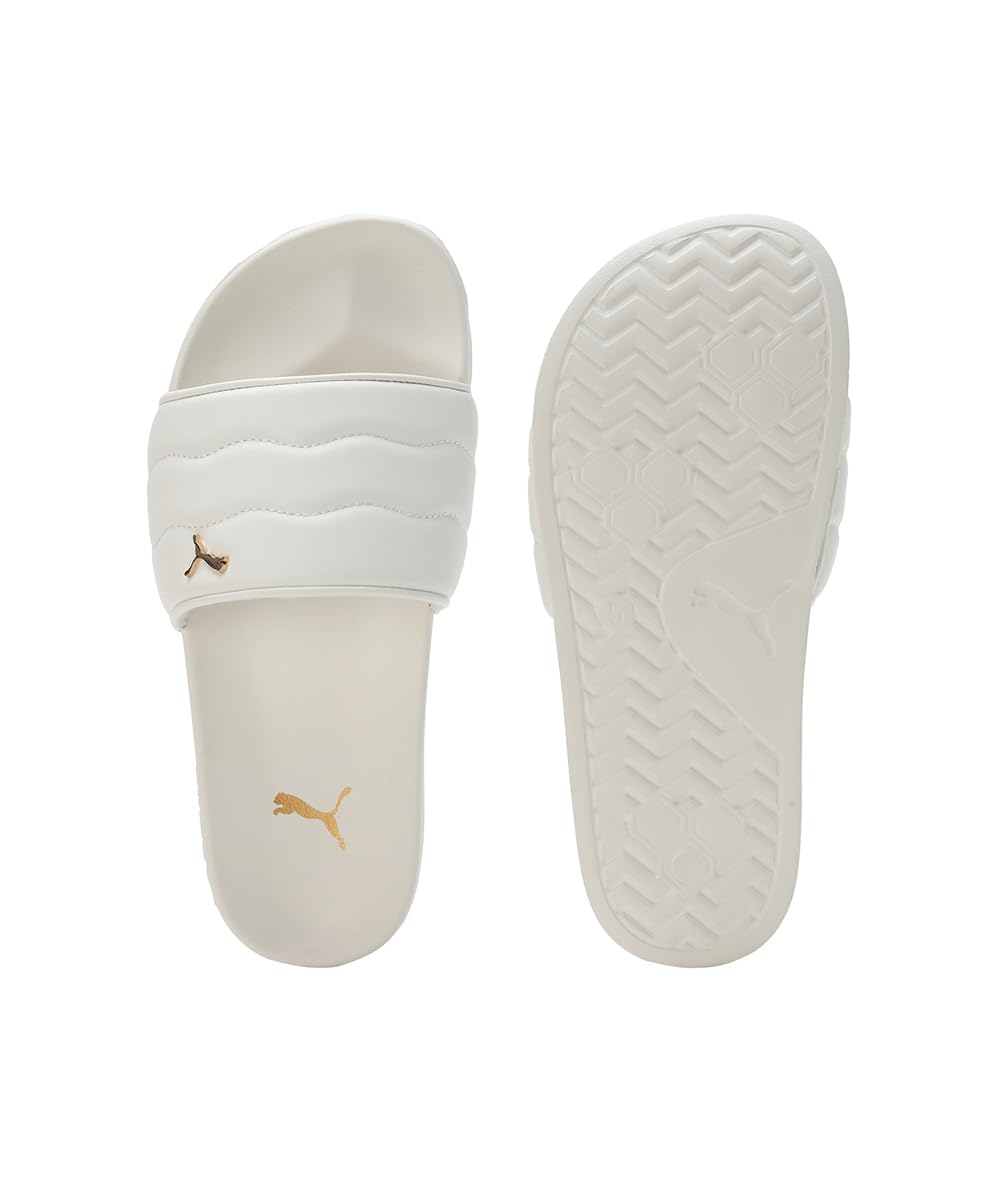 Puma Womens Leadcat 2.0 Puffy Pristine-Metallic Gold Slide