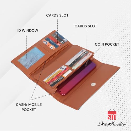 ShopMantra Wallet for Women's | Women's Wallet |Clutch | Vegan Leather | 11 Cards 1 ID Slot | 2 Notes and 1 Coin Compartment |Magnetic Closure | Multicolor.