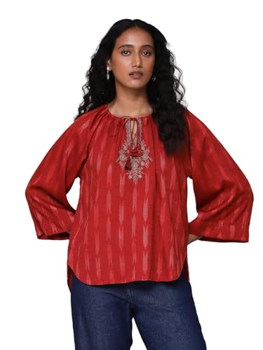 Aarke Ritu Kumar Red Embroidered Ikat Top