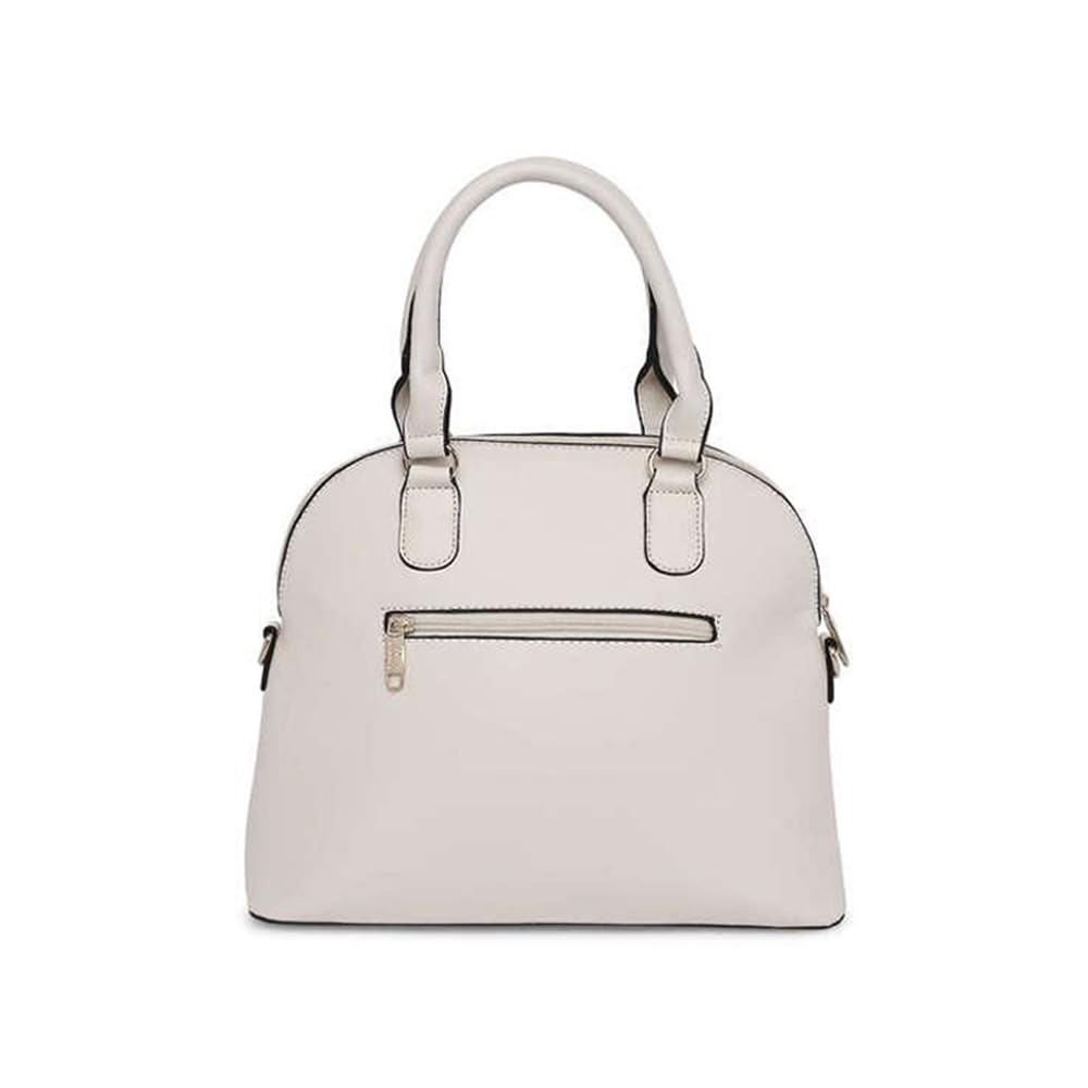 Lavie Criss Marjorie Synthetic leather Zipper Closure Women's Satchel Handbag (OFF WHITE, MEDIUM)