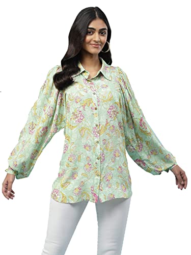 Aarke Ritu Kumar Green Floral Print Shirt