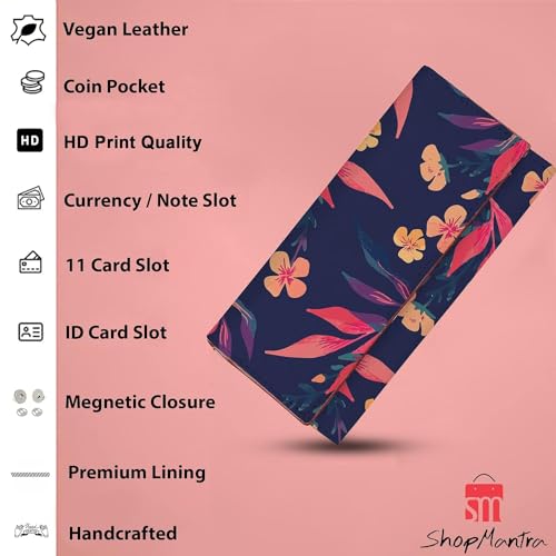 ShopMantra Wallet for Women's | Women's Wallet |Clutch |Vegan Leather | Holds Upto 6 Cards | 2 Notes and 1 Coin Compartment | Magnetic Closure | Multicolor