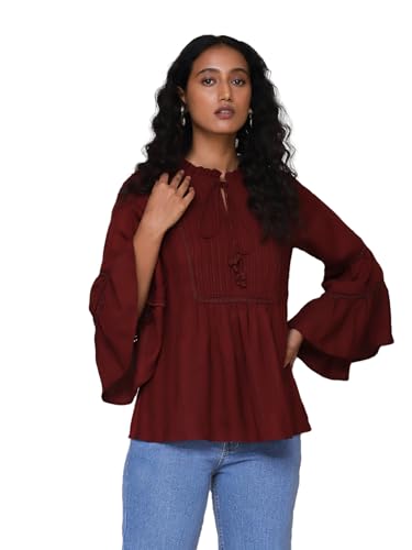 Aarke Ritu Kumar Burgundy Solid Top