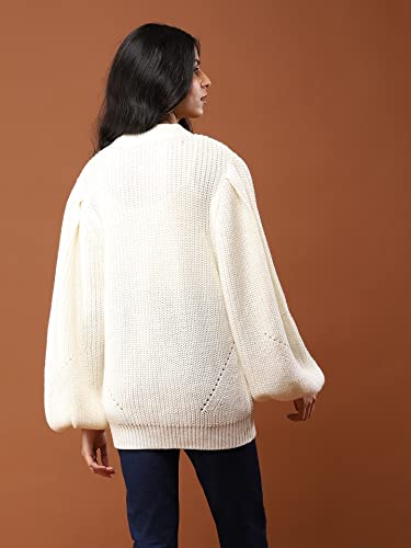 Aarke Ritu Kumar Women's Acrylic Round Neck Sweater SWTHAJ01N30127710-WHITE-L