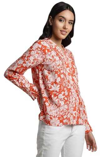 Allen Solly Women's Regular Fit Shirt (Orange)