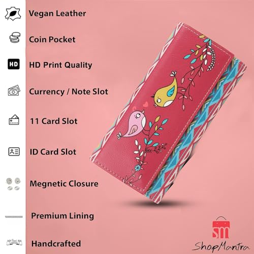 ShopMantra Wallet for Women's | Women's Wallet |Clutch | Vegan Leather | Holds Upto 11 Cards 1 ID Slot | 2 Notes and 1 Coin Compartment | Magnetic Closure | Multicolor