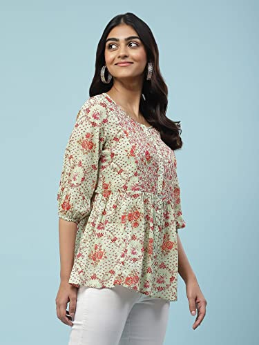 Aarke Ritu Kumar Green Printed Cotton Top