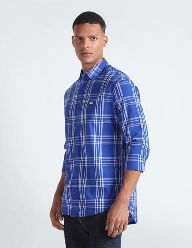 Tommy Hilfiger Men's Regular Fit Shirt (S24JMWT037_Blue L)