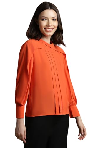 Allen Solly Women's Regular Fit T-Shirt (Orange)