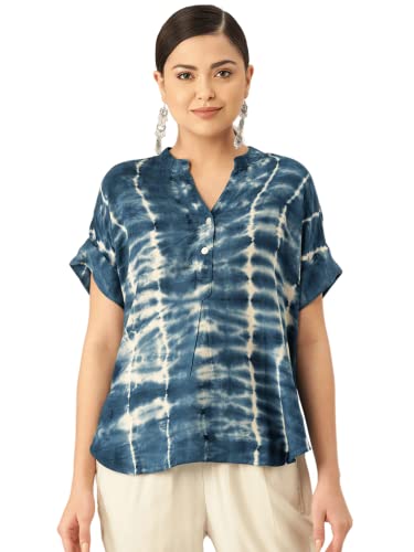 Maaesa Rayon Top for Women (Blue)