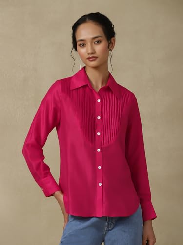 Aarke Ritu Kumar Magenta Solid Shirt