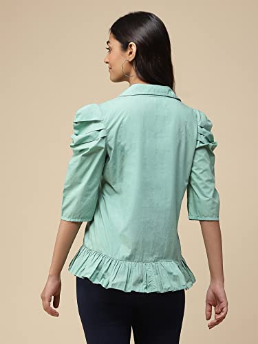 Aarke Ritu Kumar Turquoise Ruffle Top