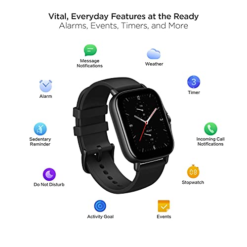 (Refurbished) Amazfit GTS 2e Smartwatch, SpO2 & Stress Monitor, 1.65 Always-on AMOLED Display, Built-in GPS, Built-in Alexa,14-Day Battery Life, 90+ Sports Models, 50+ Watch Faces Obsidian Black