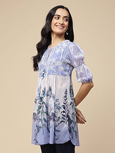 Aarke Ritu Kumar Blue Floral Print Top