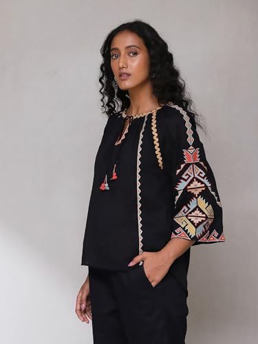 Aarke Ritu Kumar Black Embroidered Top