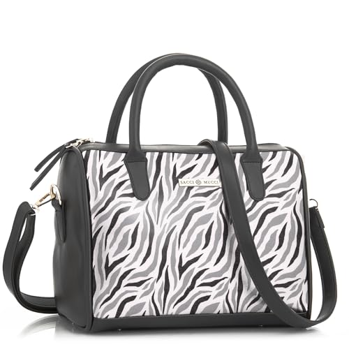 SACCI MUCCI Women's Handbag | Women's Tote Bag | Women's Top-Handle Bags | Women's Satchels | Women's Hobos & Shoulder Bags-Wave Botanical (Black)