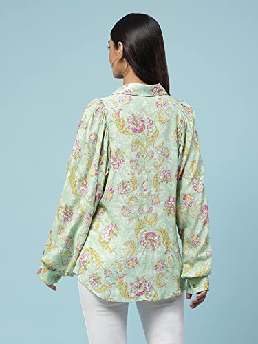 Aarke Ritu Kumar Green Floral Print Shirt