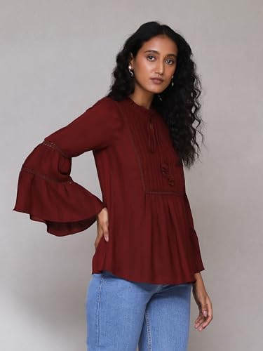 Aarke Ritu Kumar Burgundy Solid Top