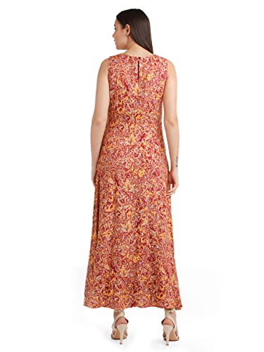 Zink London Women's Orange Printed Maxi Dress