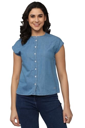 Allen Solly Women's Regular Fit T-Shirt (Blue)