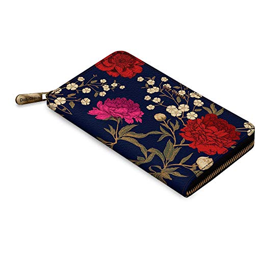 DailyObjects Midnight Chrysanthemums Women's Classic Wallet | Made with PU Leather Material | Carefully Handcrafted | Holds up to 12 Cards | Slim and Easy to Carry in Bag | Big Size Clutch with Card Holder | Zip Closure for Safety