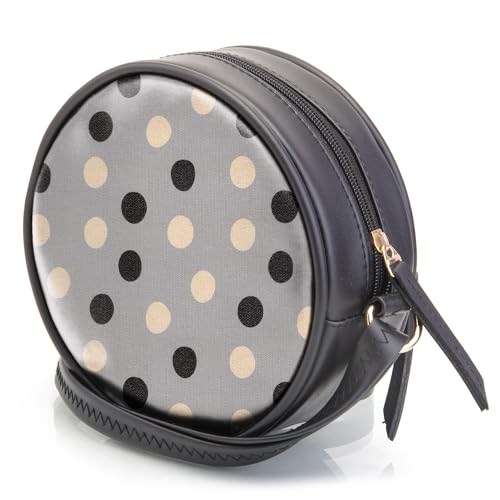 SACCI MUCCI Round Round Sling Bag, Printed Sling Bag For Girls, Crossbody Bag For Women, gifts for women, Shoulder Bag with Strap - Cute Polka (Black)