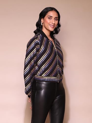 Label RITU KUMAR Black Striped Jacket