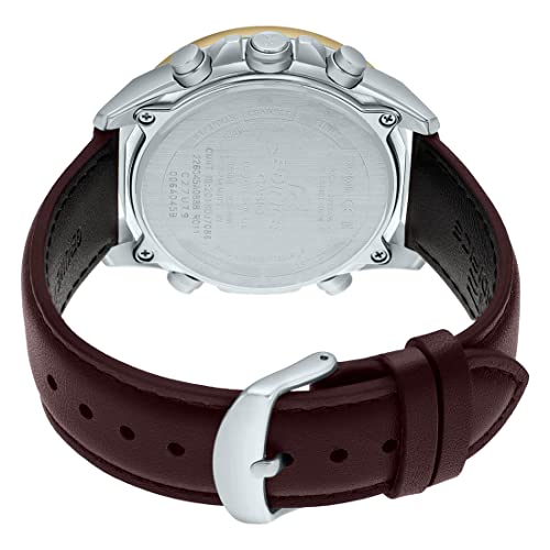 Casio Edifice Analog-Digital Gold Dial Men ECB-900GL-1ADR (EX530) Genuine Leather Watch, Brown Strap
