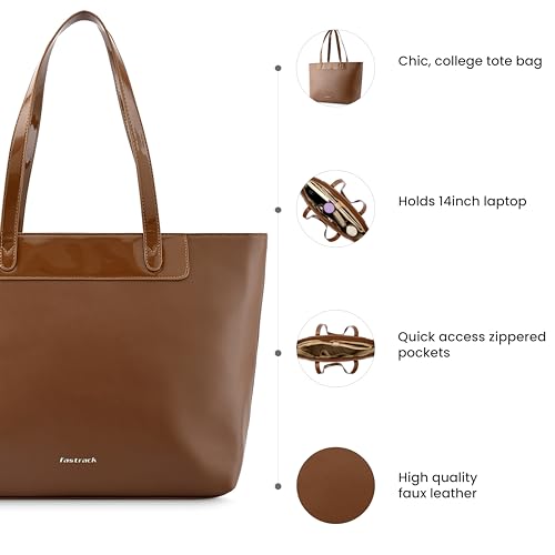 Fastrack Tan College Tote Bag for Women