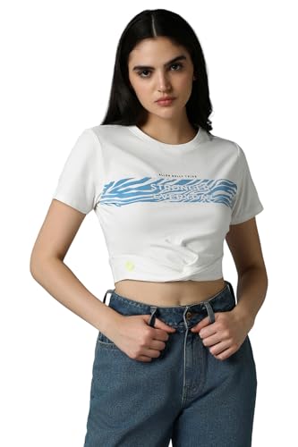 Allen Solly Women's Regular Fit T-Shirt (White)