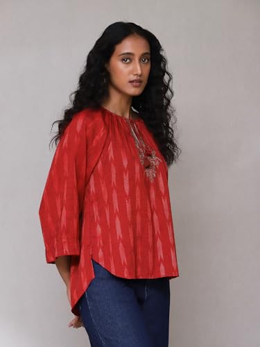 Aarke Ritu Kumar Red Embroidered Ikat Top