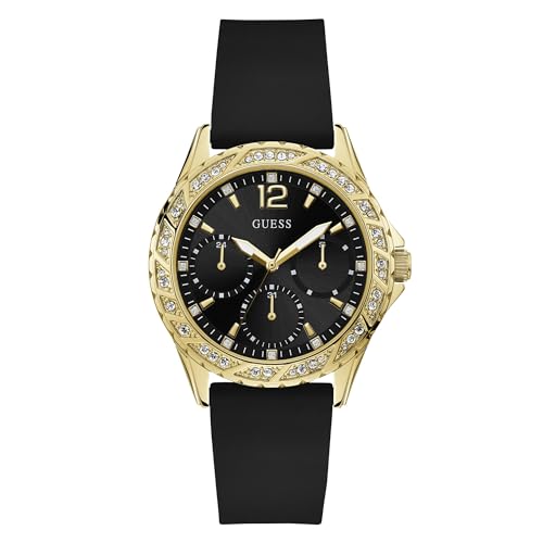 GUESS Women Black Round Stainless Steel Dial Analog Watch-U1096L3M