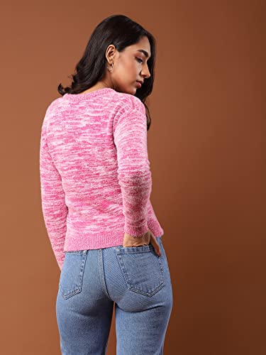 Aarke Ritu Kumar Women's Acrylic Round Neck Sweater SWTHAN01N30127711-FUSCHIA-L Pink