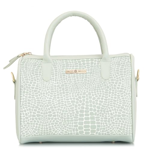 SACCI MUCCI Women's Handbag | Women's Tote Bag | Women's Top-Handle Bags | Women's Satchels | Women's Hobos & Shoulder Bags-Alligator Print (MInt Green)