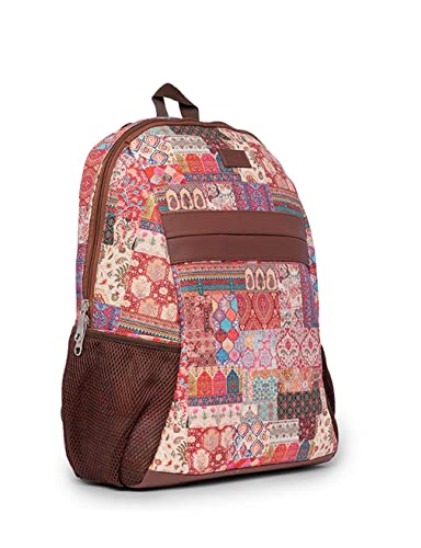 ZOUK Kutch Gamthi Abstract Printed Women's Jute Handcrafted Vegan Leather Multicolor Classic Backpack