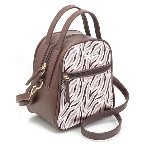 SACCI MUCCI Women's Satchel Bag | Ladies Purse Handbag | Women's Handbag - Wave Botanical (Brown)