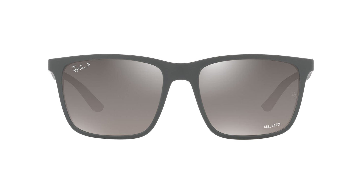 RAY-BAN Men Polarized Silver Lens Rectangle Sunglasses