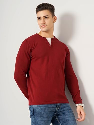 Celio Men's Basic Solid Sweaters Red