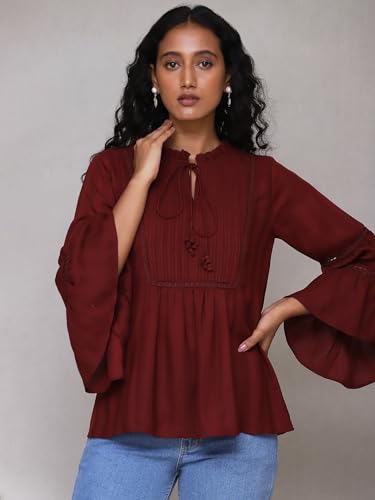 Aarke Ritu Kumar Burgundy Solid Top