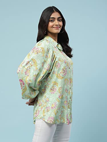 Aarke Ritu Kumar Green Floral Print Shirt