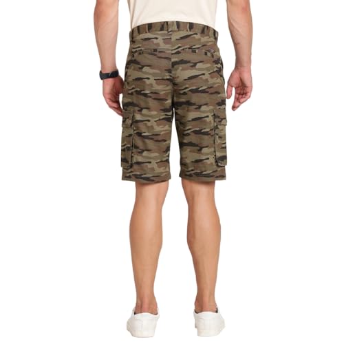 Indian Terrain Men Printed Cotton Shorts Olive